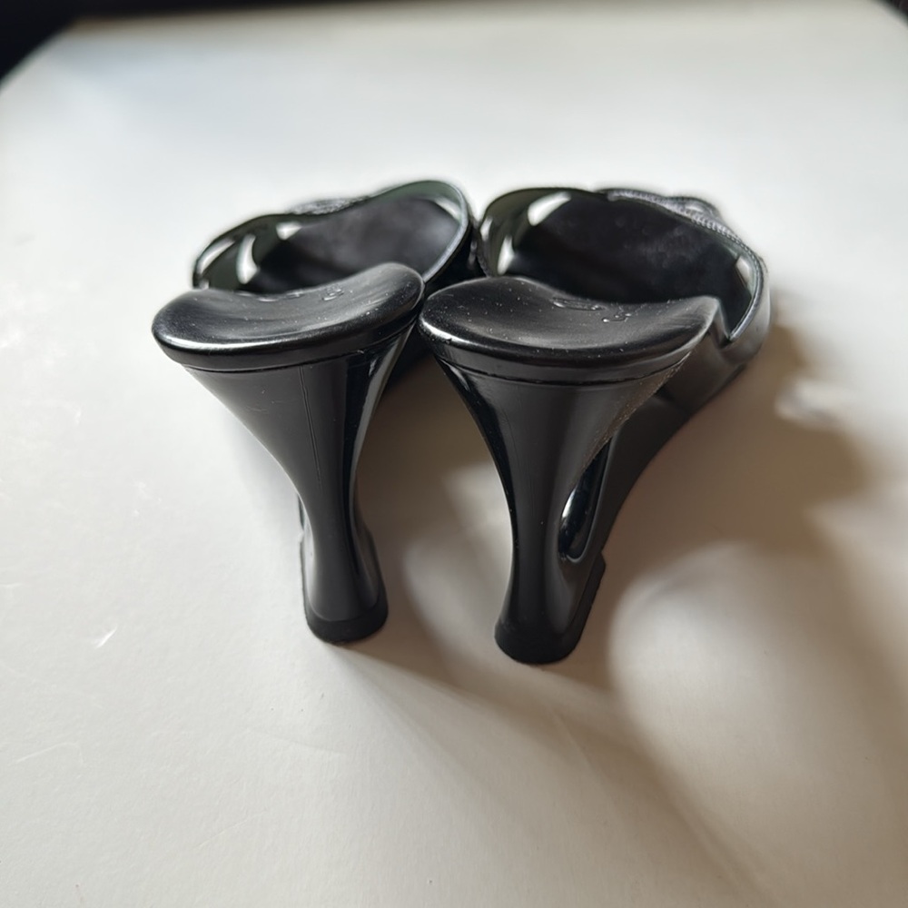 Cole Haan Black Patent Wedge Sandals 9 - Picture 7 of 8